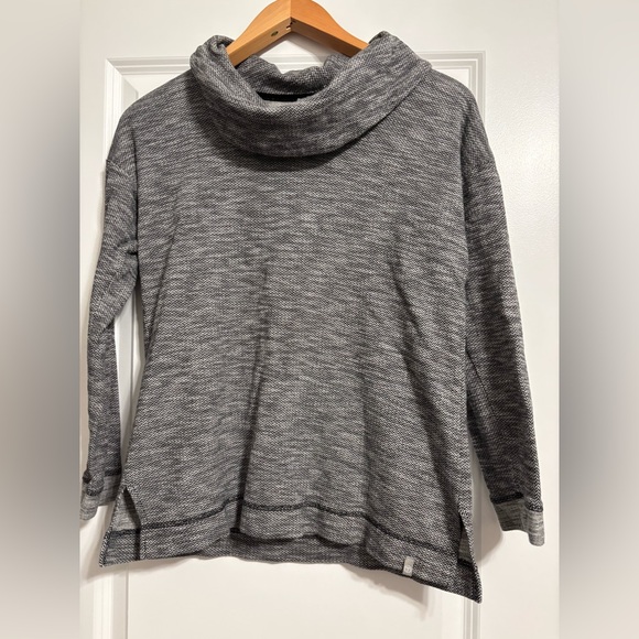 Talbots Sweaters - T by Talbots Black Gray Herringbone Cowl Neck Knit Top Small